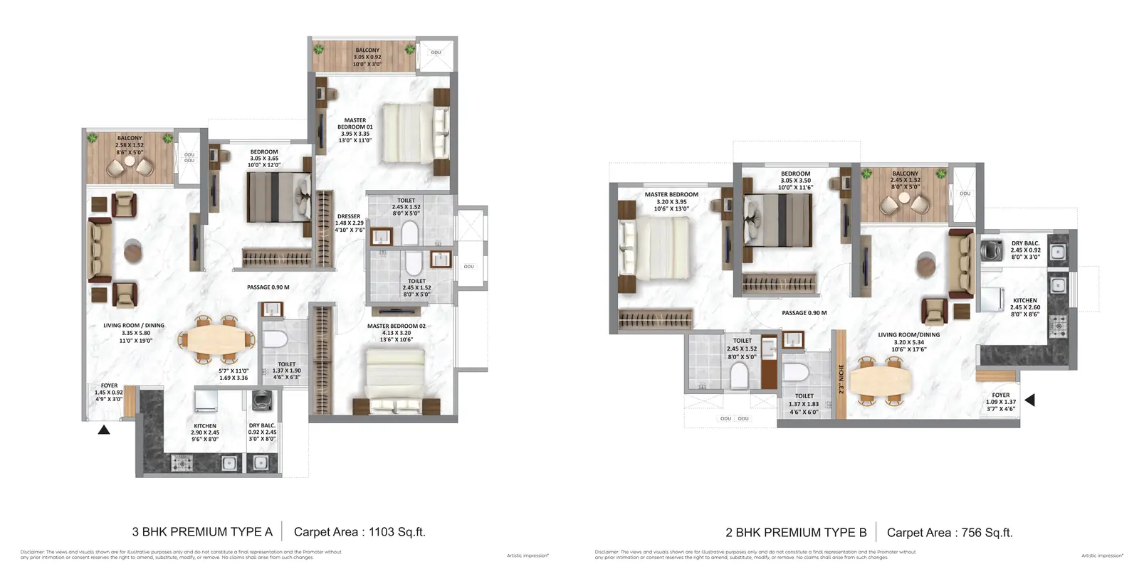 Luxury 3 BHK Unit Plan Krisala Hiranandani Hinjewadi Phase 1