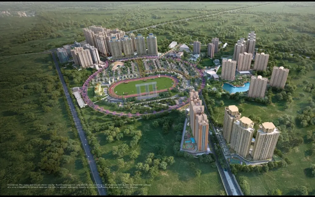 105-Acre Krisala Hiranandani Master Township 3D Aerial View with Integrated Equestrian Racecourse Hinjewadi
